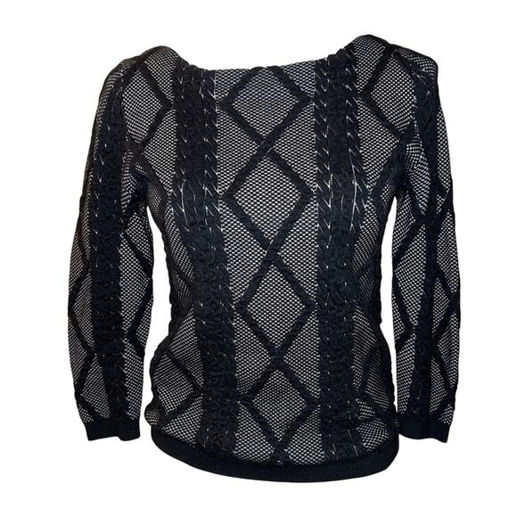 Worthington Tops - Worthington, 3/4 sleeve, black and gray, fall, size small regular, sweater